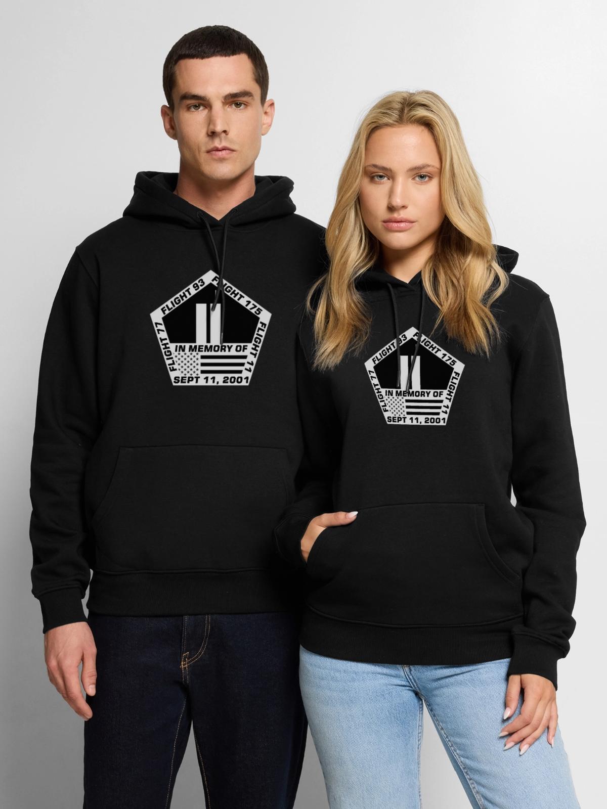 911 - Men's Premium Hoodie - black - Front - Nico (187cm) & Julia (174cm)