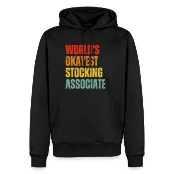 World s Okayest Stocking Associate - Men's Premium Hoodie - black - Front - Nico (187cm) & Julia (174cm)