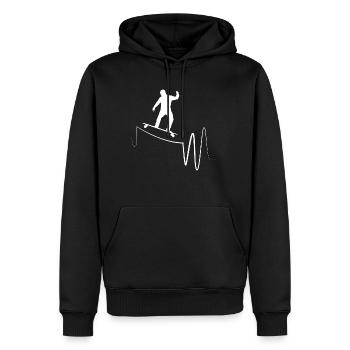 I Love Longboarding Skateboard Heartbeat Longboard - Men's Premium Hoodie - black - Front - Nico (187cm) & Julia (174cm)
