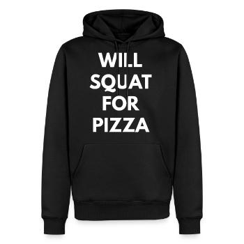 Will Squat for Pizza - Men's Premium Hoodie - black - Front - Nico (187cm) & Julia (174cm)