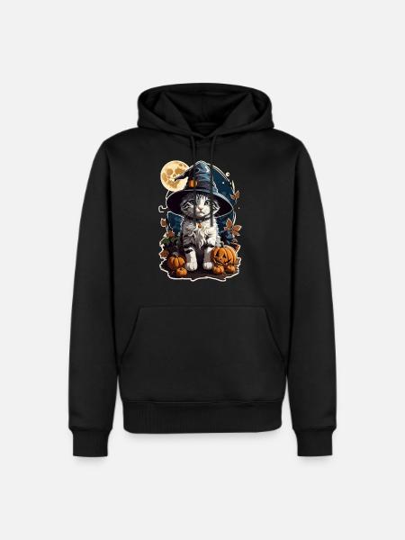 Happy Halloween Pumpkin Cat 48 - Men's Premium Hoodie - black