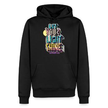 LET YOUR LIGHT SHINE MATTHEW 5:16 - Men's Premium Hoodie - black - Front - Nico (187cm) & Julia (174cm)
