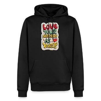 Love Your Neighbor As Yourself. Mark 12:31 - Men's Premium Hoodie - black - Front - Nico (187cm) & Julia (174cm)