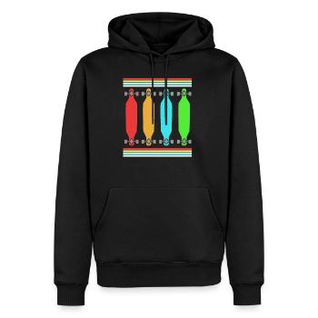 Retro Skateboard Skater Longboard - Men's Premium Hoodie - black - Front - Nico (187cm) & Julia (174cm)