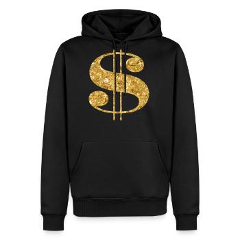 $ Signe de dollar, symbole - Molleton à capuche Premium pour homme - noir - Devant - Nico (187cm) & Julia (174cm)