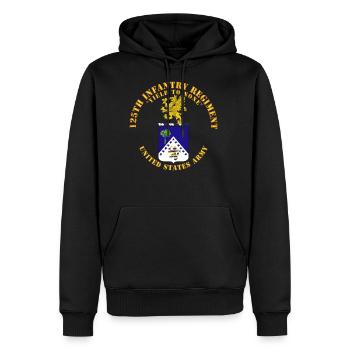 Army COA 125th Infantry Regiment Yield to None - Men's Premium Hoodie - black - Front - Nico (187cm) & Julia (174cm)