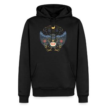 Celestial Blue Mothman With Red Eyes - Men's Premium Hoodie - black - Front - Nico (187cm) & Julia (174cm)