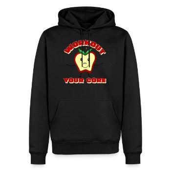 Workout Your Apple Core - Men's Premium Hoodie - black - Front - Nico (187cm) & Julia (174cm)