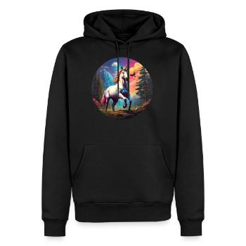 Majestic Rainbow Unicorn - Men's Premium Hoodie - black - Front - Nico (187cm) & Julia (174cm)