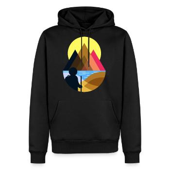 Hike Minimalism - Men's Premium Hoodie - black - Front - Nico (187cm) & Julia (174cm)