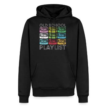 Colorblock Cassette Playlist - Men's Premium Hoodie - black - Front - Nico (187cm) & Julia (174cm)