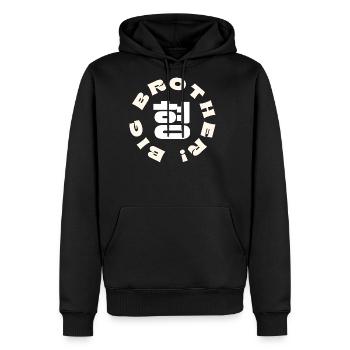 BROTHERS - Korean Hangul 'Hyeong' Typography Desig - Men's Premium Hoodie - black - Front - Nico (187cm) & Julia (174cm)