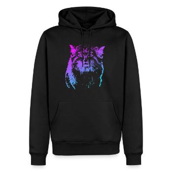 Pallas Cat Abstract - Violet - Molleton à capuche Premium pour homme - noir - Devant - Nico (187cm) & Julia (174cm)