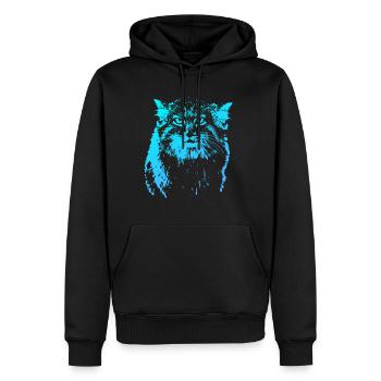 Pallas Cat Abstract - Bleu - Molleton à capuche Premium pour homme - noir - Devant - Nico (187cm) & Julia (174cm)