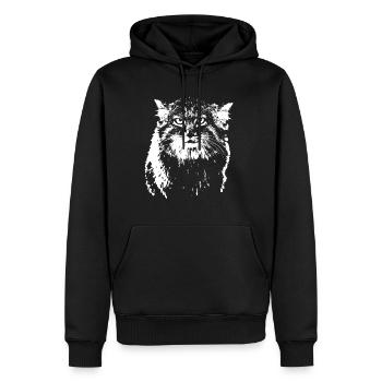 Pallas Cat Abstract - Blanc - Molleton à capuche Premium pour homme - noir - Devant - Nico (187cm) & Julia (174cm)