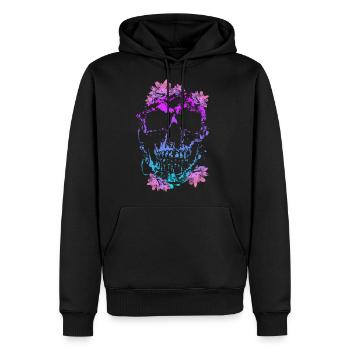 Crâne avec fleurs - Purple Vintage - Molleton à capuche Premium pour homme - noir - Devant - Nico (187cm) & Julia (174cm)