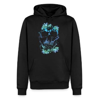Crâne avec fleurs - Blue Vintage - Molleton à capuche Premium pour homme - noir - Devant - Nico (187cm) & Julia (174cm)