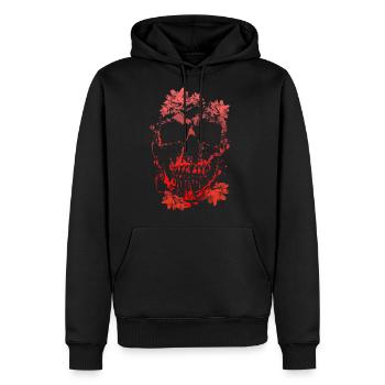 Crâne avec fleurs - Red Vintage - Molleton à capuche Premium pour homme - noir - Devant - Nico (187cm) & Julia (174cm)