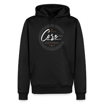 CORE TYPOGRAPHY - Men's Premium Hoodie - black - Front - Nico (187cm) & Julia (174cm)