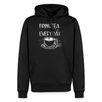 Drink Tea Every Day - Men's Premium Hoodie - black - Front - Nico (187cm) & Julia (174cm)