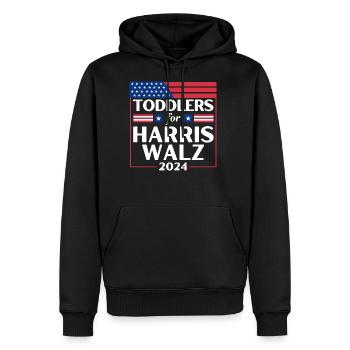 Toddlers For Harris Walz 2024 - Men's Premium Hoodie - black - Front - Nico (187cm) & Julia (174cm)