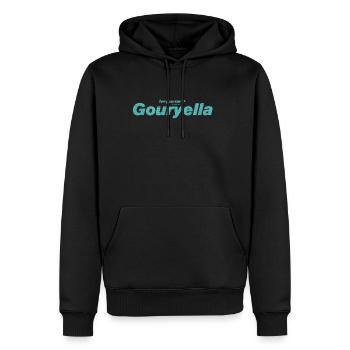 Gouryella logo (Ferry Corsten) - Men's Premium Hoodie - black - Front - Nico (187cm) & Julia (174cm)