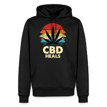 Retro Vintage Cbd Heals Hemp - Men's Premium Hoodie - black - Front - Nico (187cm) & Julia (174cm)