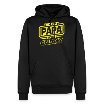 Papa - The Best Papa in the Galaxy - Men's Premium Hoodie - black - Front - Nico (187cm) & Julia (174cm)