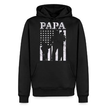 Papa - Men's Premium Hoodie - black - Front - Nico (187cm) & Julia (174cm)