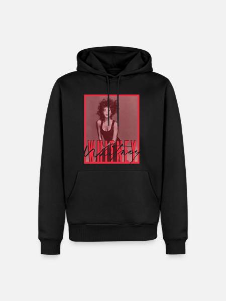 Whitney Houston Photo With Autograph And Nameplate - Men's Premium Hoodie - black