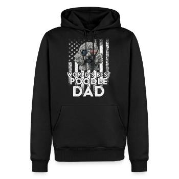 Vintage Usa Flag World s Best Poodle Dog Dad Funny - Men's Premium Hoodie - black - Front - Nico (187cm) & Julia (174cm)
