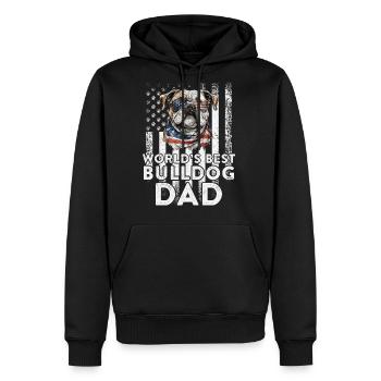 Vintage Usa Flag World s Best English Bulldog Dad - Men's Premium Hoodie - black - Front - Nico (187cm) & Julia (174cm)
