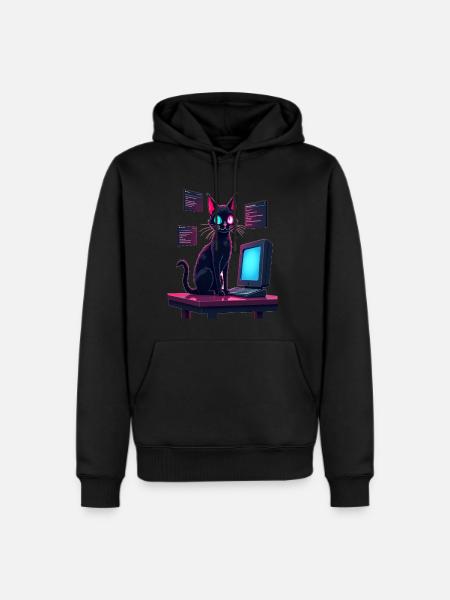 Cat.exe Has Crashed – Glitch Kitty - Men's Premium Hoodie - black