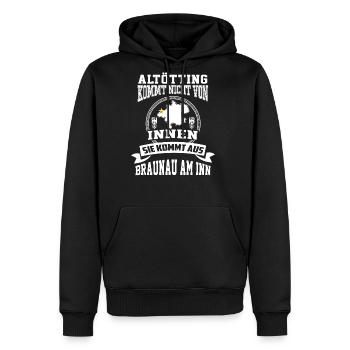 I love braunau am inn, Austria - Men's Premium Hoodie - black - Front - Nico (187cm) & Julia (174cm)
