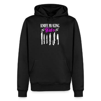 Knife Making Babe Knives Design - Men's Premium Hoodie - black - Front - Nico (187cm) & Julia (174cm)