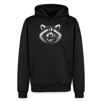 Laughing raccoon - Men's Premium Hoodie - black - Front - Nico (187cm) & Julia (174cm)