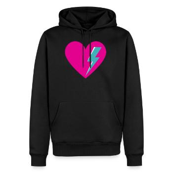 Heart with Lightning Bolt - Men's Premium Hoodie - black - Front - Nico (187cm) & Julia (174cm)