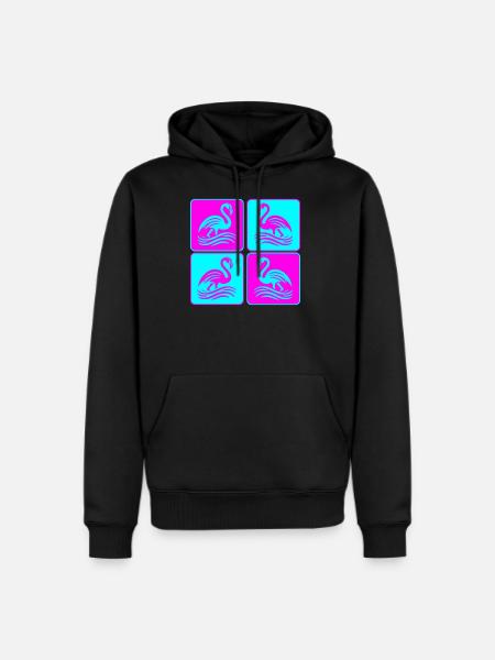 Flamingo Waves Pop Art - Men's Premium Hoodie - black