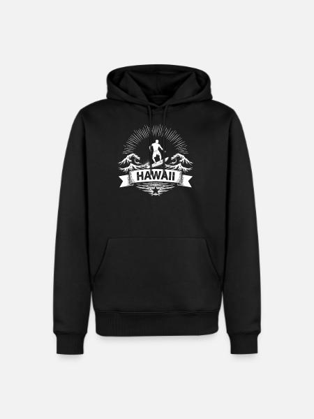 Hawaii Surf Sunburst Emblem - Men's Premium Hoodie - black