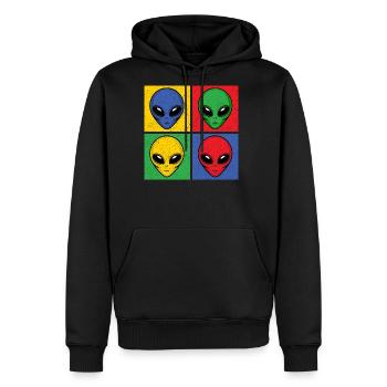 Aliens Pop-Art Popart Vintage Alien Heads Faces - Men's Premium Hoodie - black - Front - Nico (187cm) & Julia (174cm)