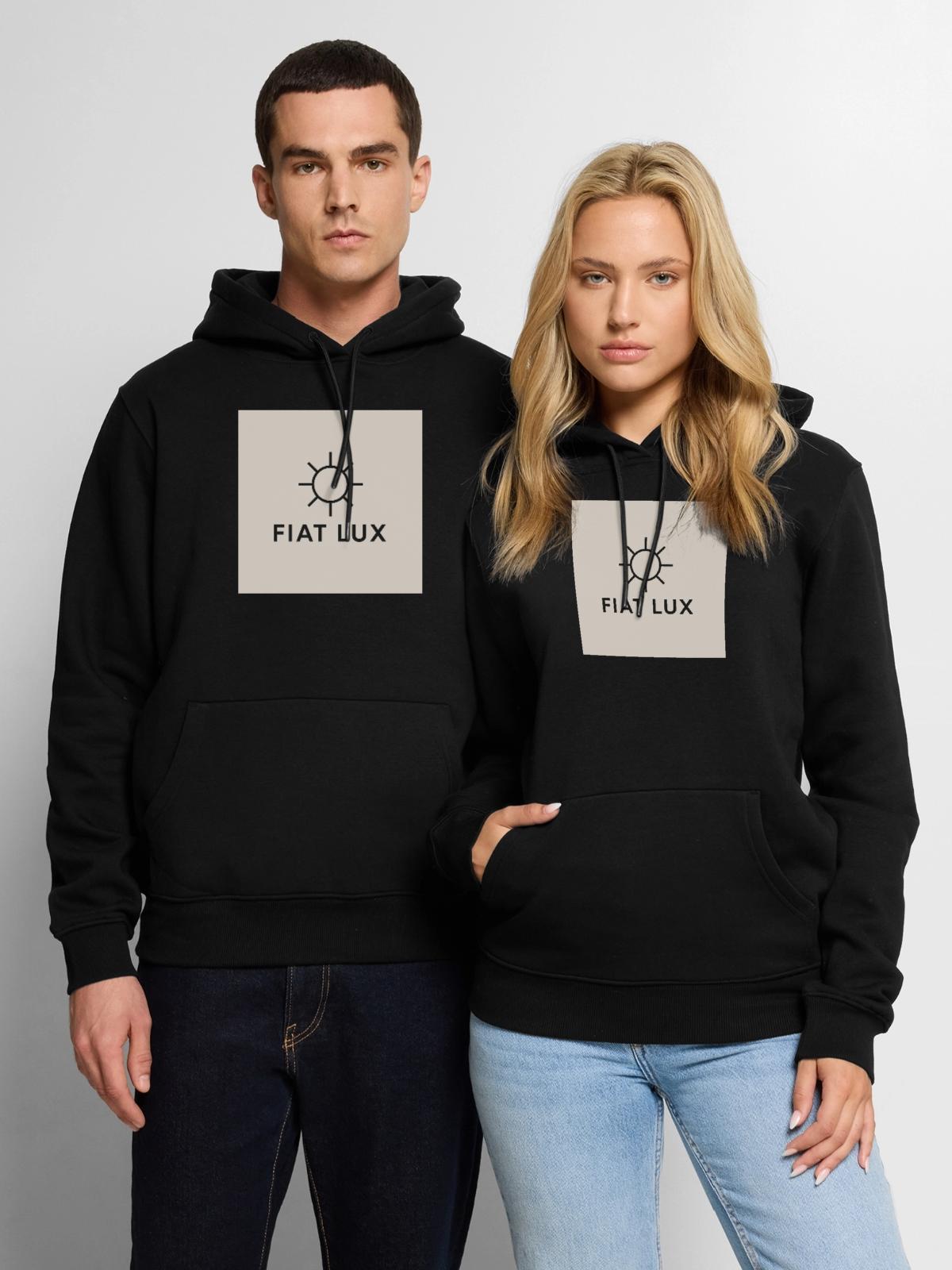 Fiat Lux Sun Emblem - Men's Premium Hoodie - black - Front - Nico (187cm) & Julia (174cm)