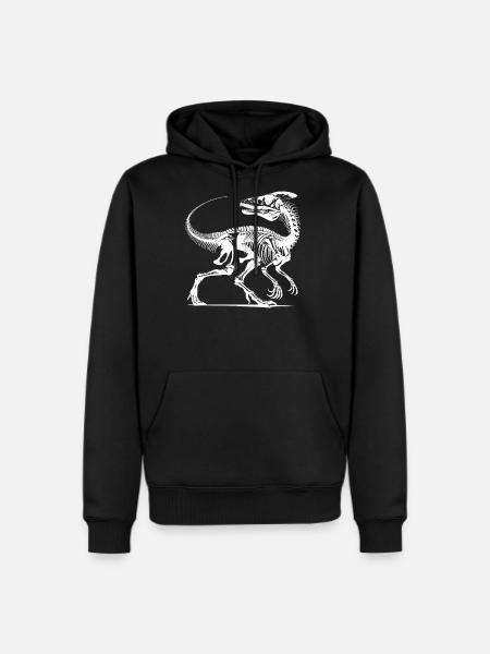 Dinosaur Raptor With Spine Bone - Men's Premium Hoodie - black