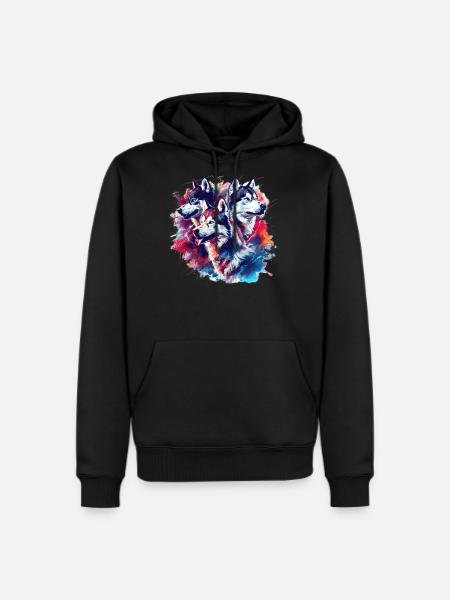 Husky Trio Neon Splash - Men's Premium Hoodie - black