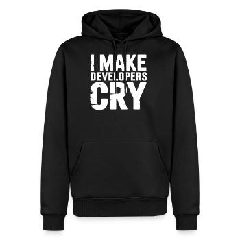 I Make Developers Cry Tester Humor Design - Men's Premium Hoodie - black - Front - Nico (187cm) & Julia (174cm)