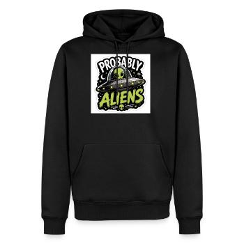 Probably Aliens UFO Peace Sign - Men's Premium Hoodie - black - Front - Nico (187cm) & Julia (174cm)