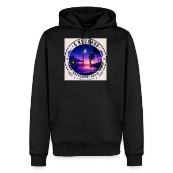 Sunset Palm Indie Label Badge - Men's Premium Hoodie - black - Front - Nico (187cm) & Julia (174cm)
