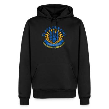 Slava Ukraini Emblem - Glory to Ukraine - Men's Premium Hoodie - black - Front - Nico (187cm) & Julia (174cm)