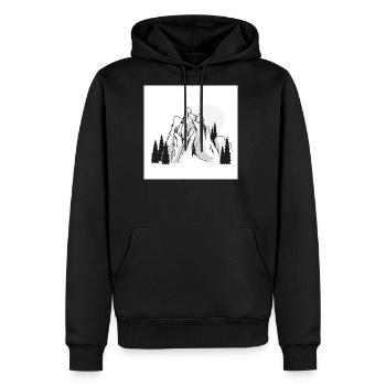 Minimalist Mountain Peaks Pine Forest - Men's Premium Hoodie - black - Front - Nico (187cm) & Julia (174cm)