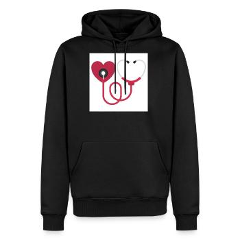 Cute Stethoscope Nurse Life Heart - Men's Premium Hoodie - black - Front - Nico (187cm) & Julia (174cm)