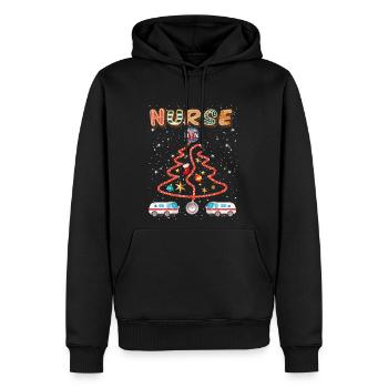 Stethosope Christmas Pine Tree Registered Nurse - Men's Premium Hoodie - black - Front - Nico (187cm) & Julia (174cm)